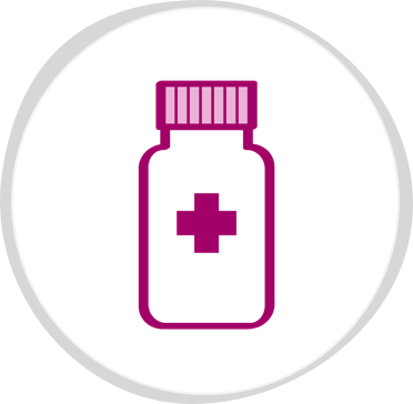 Pill bottle with plus sign on front